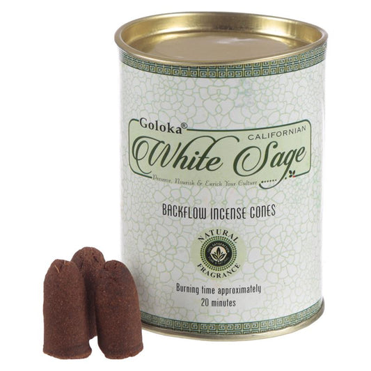 EcoIncense Goloka Backflow White Sage Incense Cones INC500 Cleansing