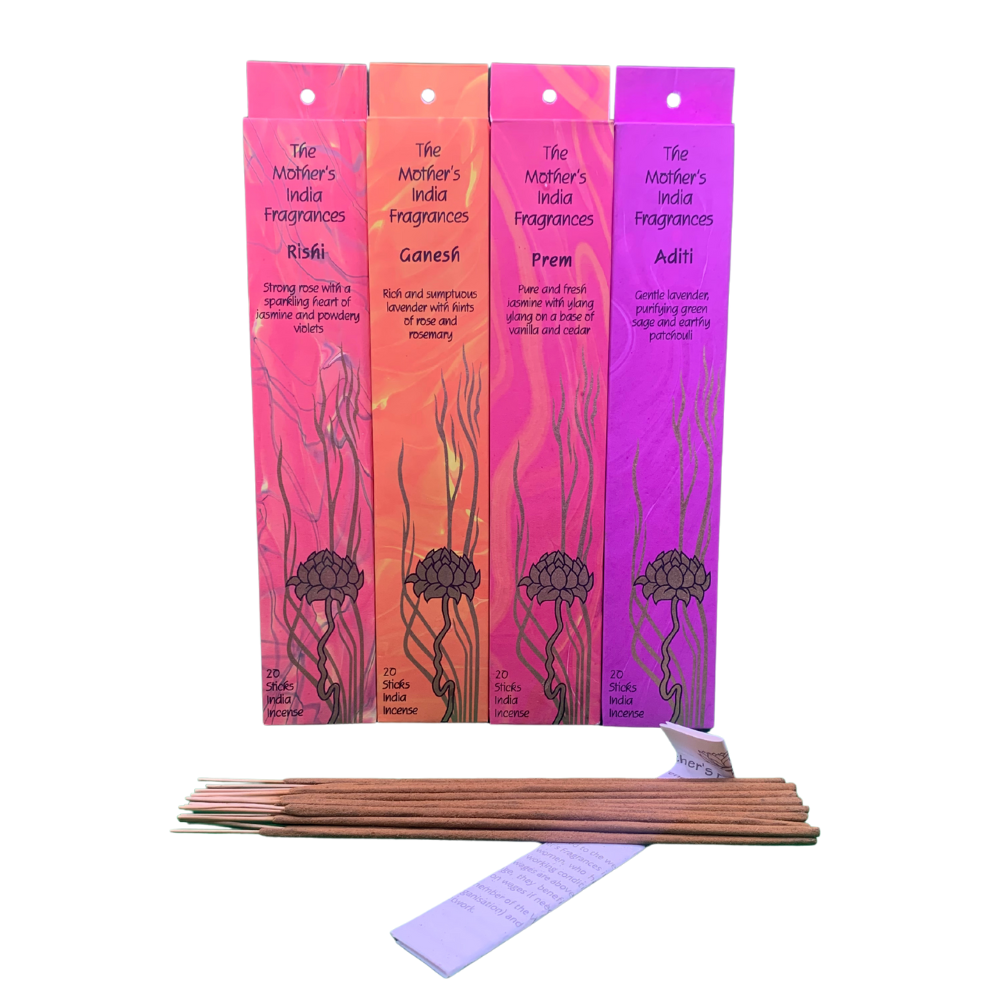 Mother India – Love & Harmony 4-Pack Incense Bundle (Aditi, Prem, Rishi, Ganesh)