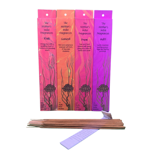 Mother India – Love & Harmony 4-Pack Incense Bundle (Aditi, Prem, Rishi, Ganesh)