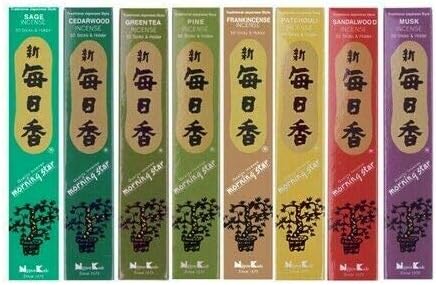 MORNING STAR Nippon Kodo - 8 Assortment Set of 8, 12,16 Home Fragrance Incense Sticks Collection (SET OF 8 - WOODY AND HERBAL)