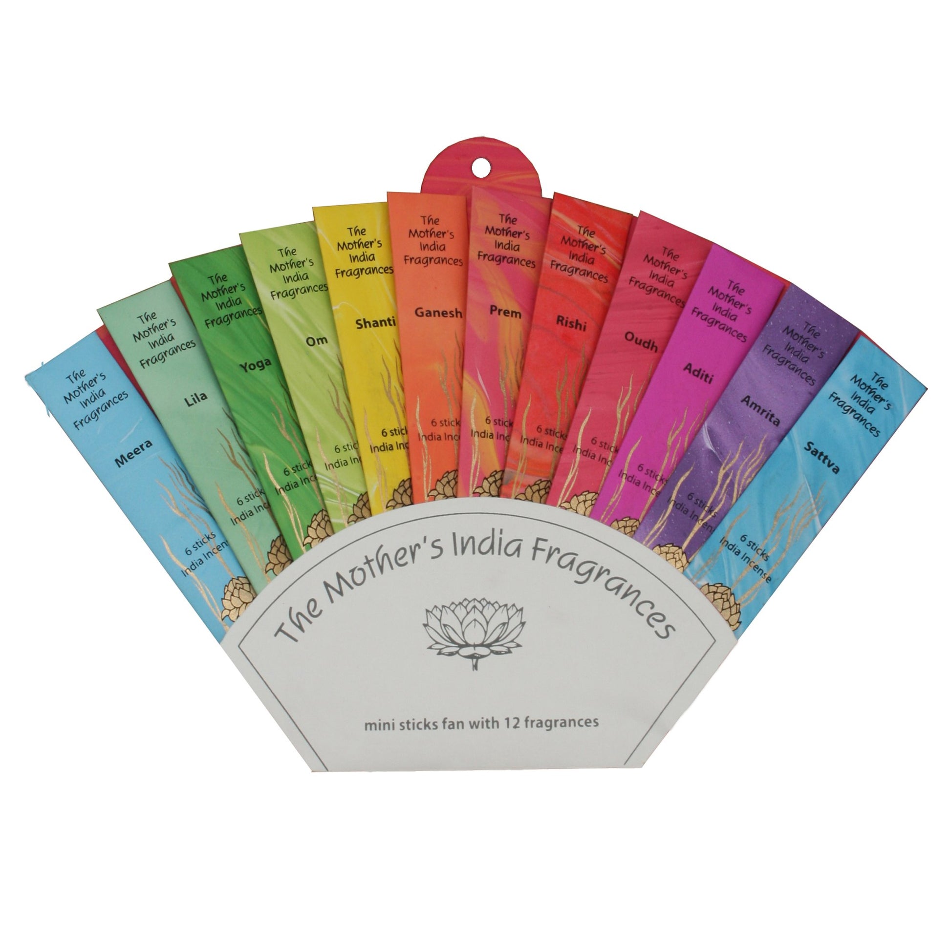 The Mother's India Fragrances - fan with twelve fragrances
